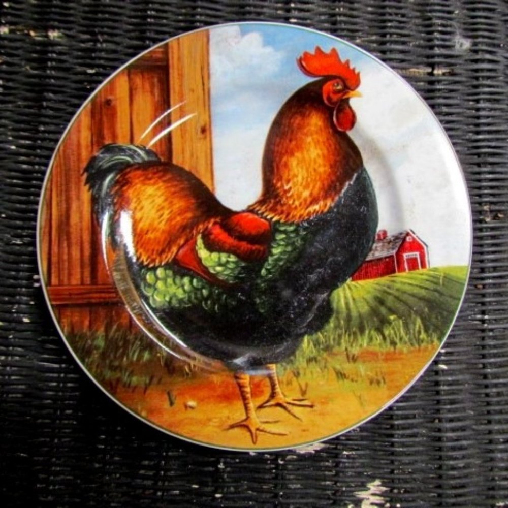 Rooster Farm PLATE David Carter Brown Dishwasher/Micro Safe